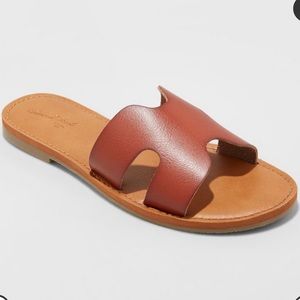 Universal Thread Cognac Leather Slides Size 8